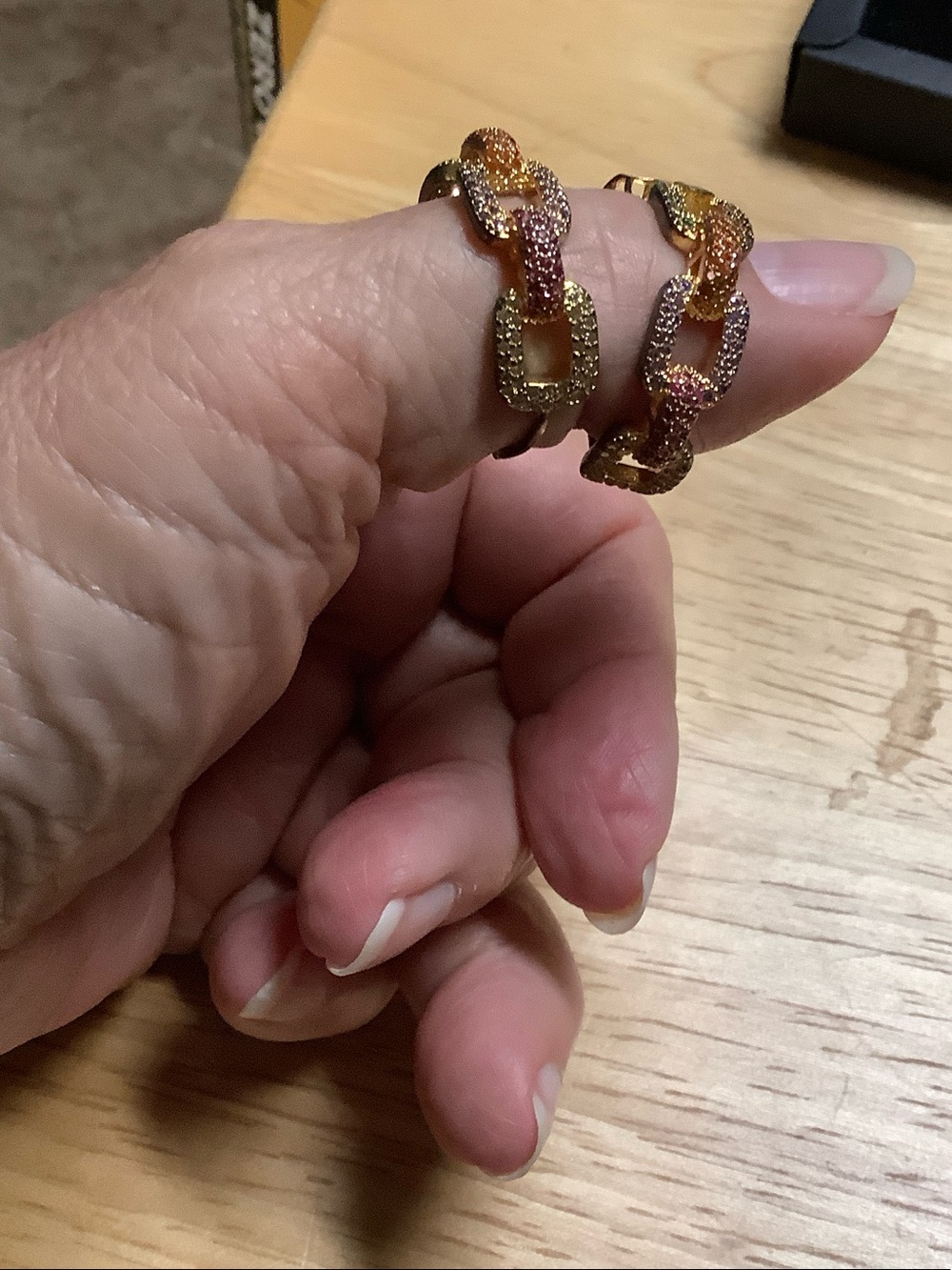 Gold and Rose Gold Pavé Link Hoop Earrings - Women Jewelry